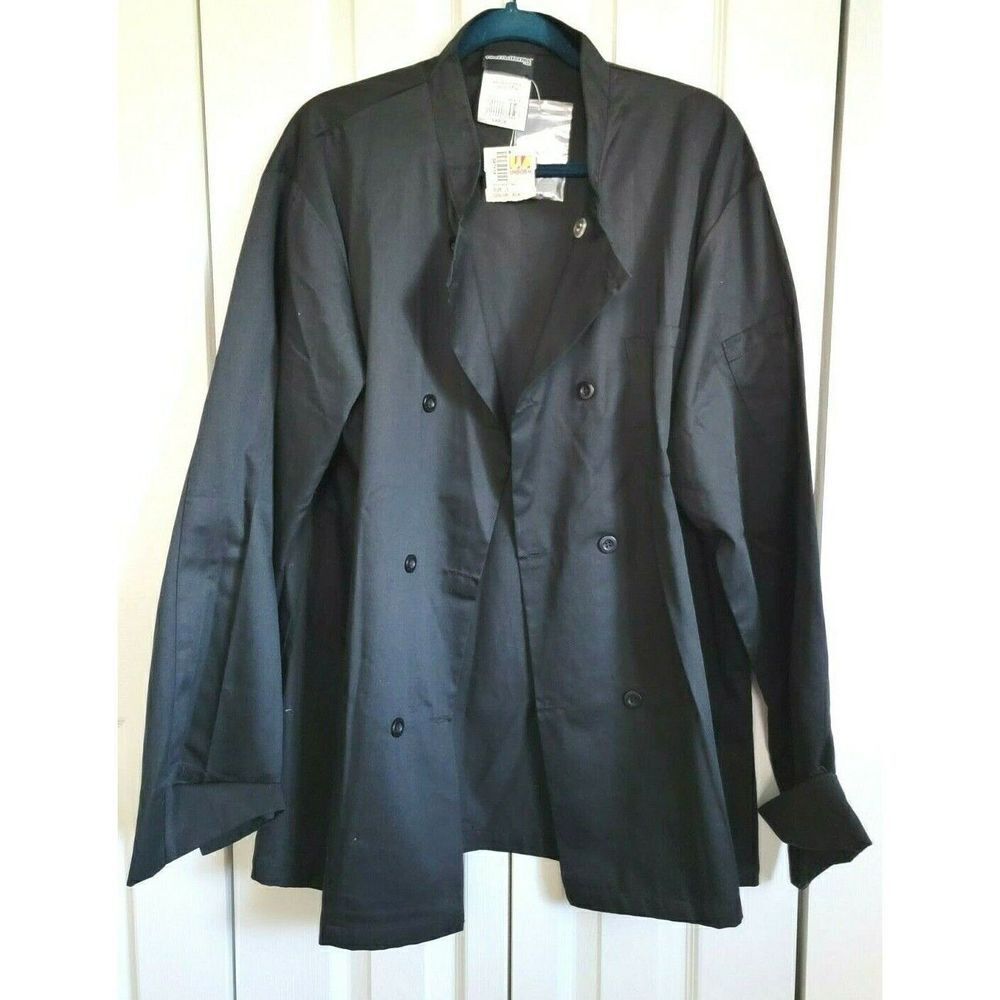 UA Uniforms Chefs Jacket Shirt Black Double Button Size Large NWT